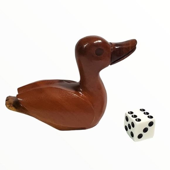 Hand carved solid dark wood duckling small 3" - Picture 1 of 13